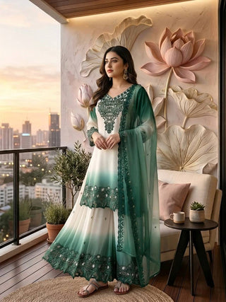 Dual Tone Embroidered Palazzo Suit ClothsVilla