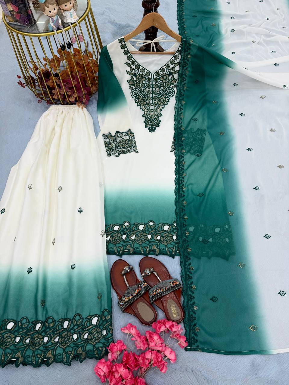 Dual Tone Embroidered Palazzo Suit ClothsVilla