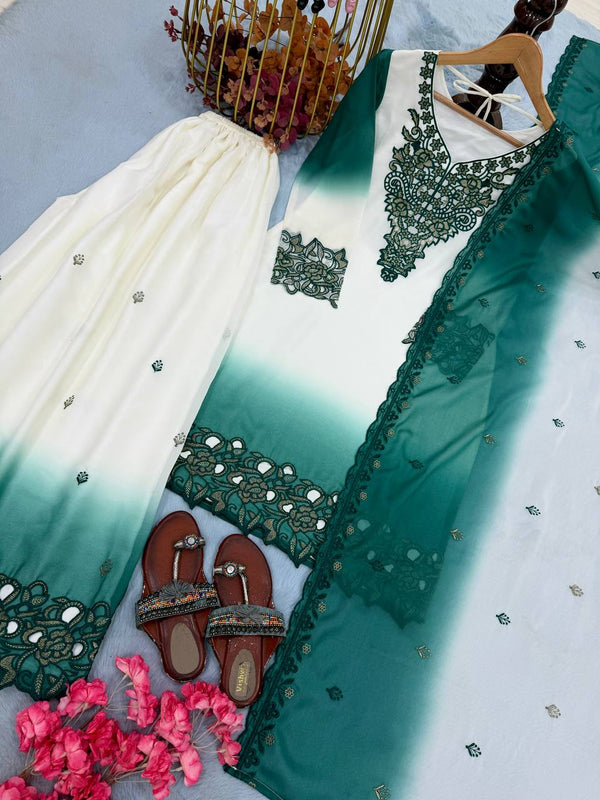 Dual Tone Embroidered Palazzo Suit ClothsVilla