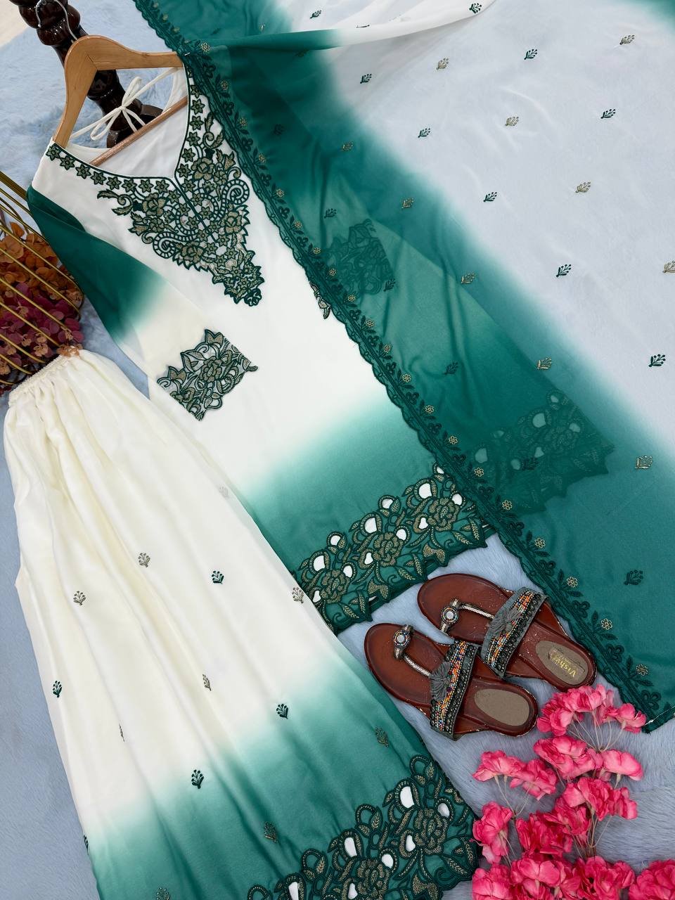 Dual Tone Embroidered Palazzo Suit ClothsVilla