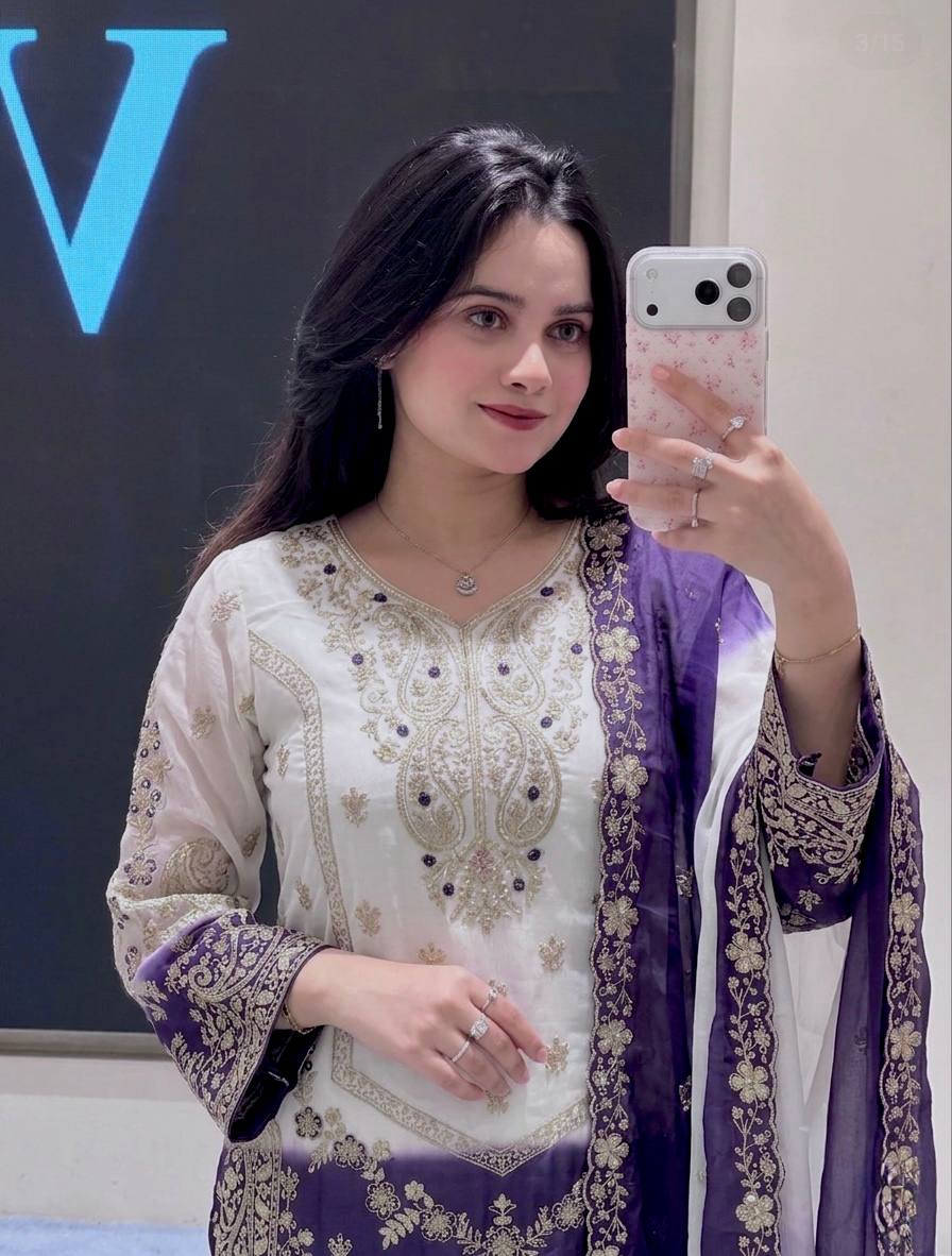 Dual Tone Embroidered Palazzo Suit Set ClothsVilla