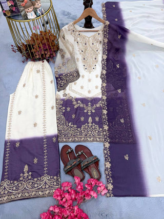 Dual Tone Embroidered Palazzo Suit Set ClothsVilla