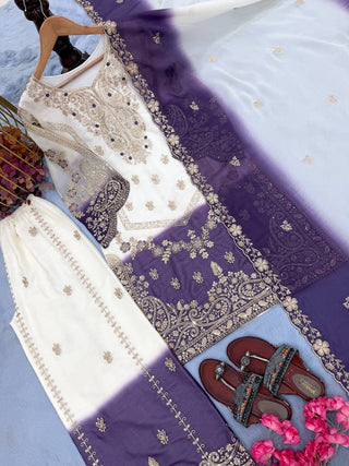 Dual Tone Embroidered Palazzo Suit Set ClothsVilla