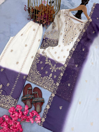 Dual Tone Embroidered Palazzo Suit Set ClothsVilla