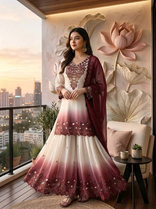Dual Tone Embroidered Palazzo Suit ClothsVilla