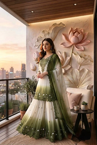 Dual Tone Embroidered Palazzo Suit ClothsVilla