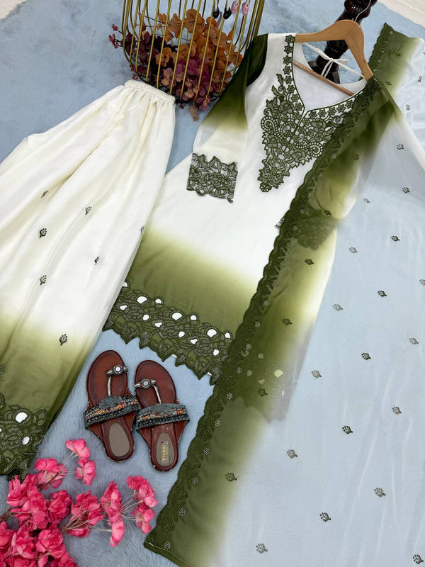 Dual Tone Embroidered Palazzo Suit ClothsVilla