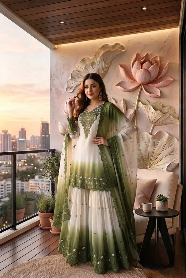 Dual Tone Embroidered Palazzo Suit ClothsVilla