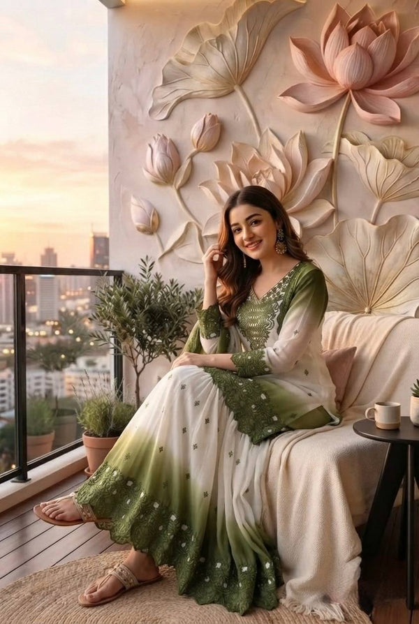 Dual Tone Embroidered Palazzo Suit ClothsVilla