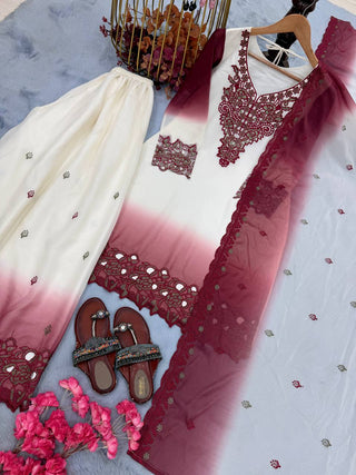 Dual Tone Embroidered Palazzo Suit ClothsVilla
