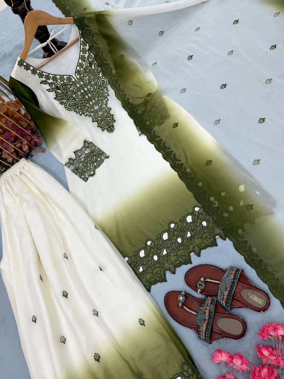 Dual Tone Embroidered Palazzo Suit ClothsVilla