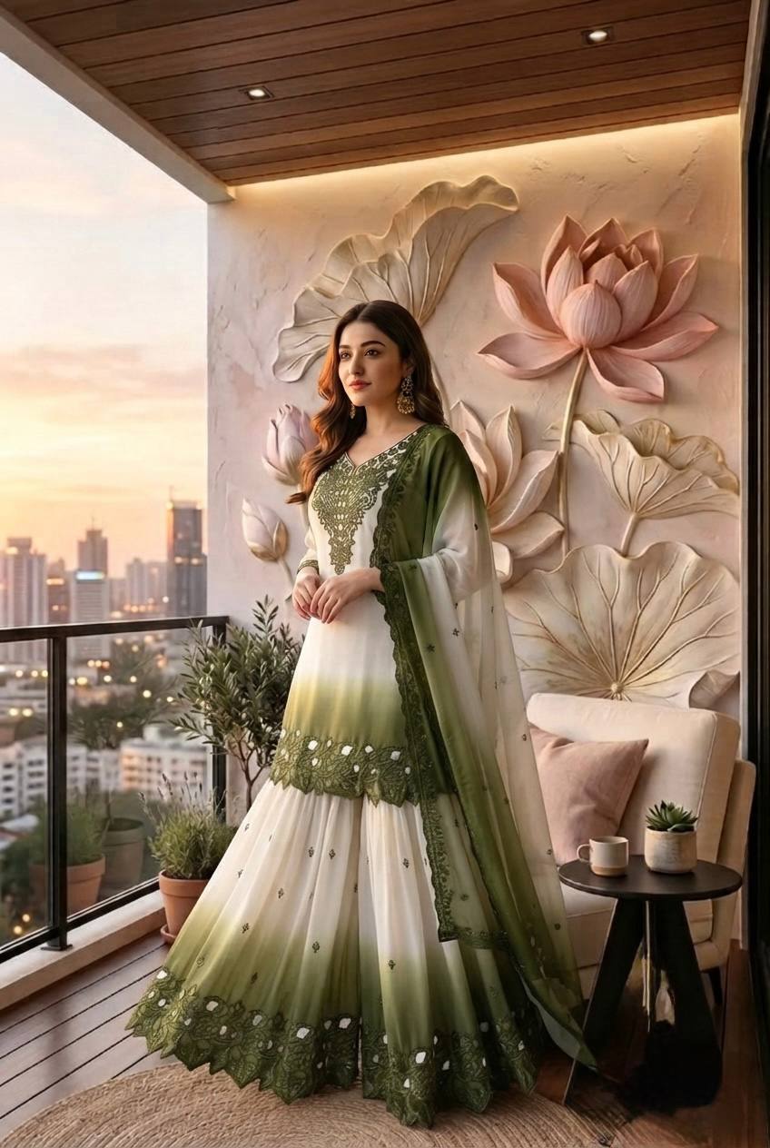 Dual Tone Embroidered Palazzo Suit ClothsVilla