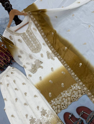 Dual Tone Embroidered Top Palazzo Set ClothsVilla