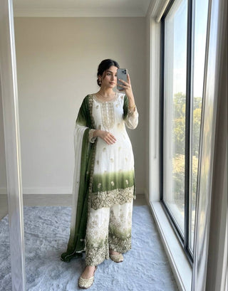 Dual Tone Embroidered Top Palazzo Set ClothsVilla