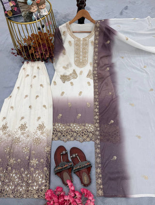 Dual Tone Embroidered Top Palazzo Set ClothsVilla