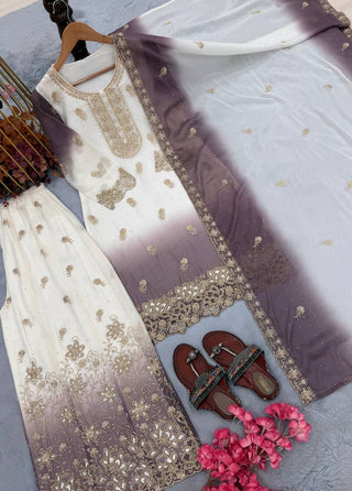 Dual Tone Embroidered Top Palazzo Set ClothsVilla