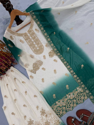 Dual Tone Embroidered Top Palazzo Set ClothsVilla