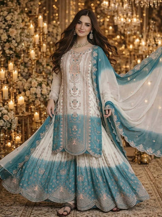 Dual Tone Georgette Kurta Plazzo Set ClothsVilla