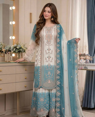 Dual Tone Georgette Kurta Plazzo Set ClothsVilla