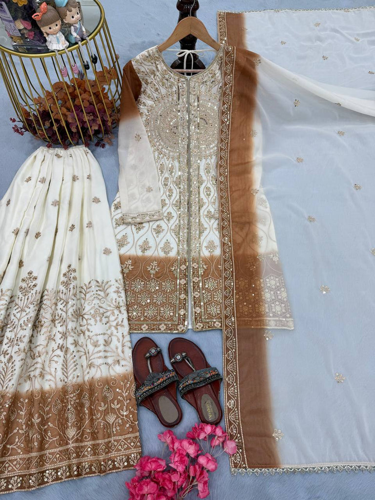 Dual Tone Georgette Kurti Palazzo Set ClothsVilla