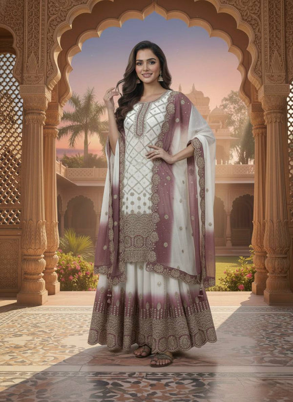 Dual Tone Georgette Kurti Palazzo Set ClothsVilla