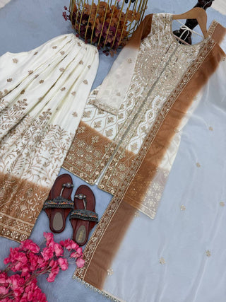 Dual Tone Georgette Kurti Palazzo Set ClothsVilla