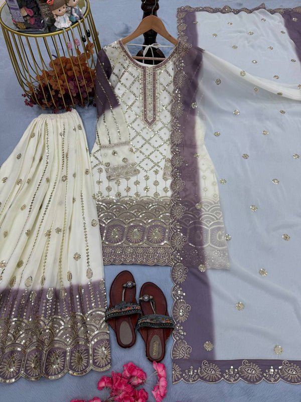 Dual Tone Georgette Kurti Palazzo Set ClothsVilla