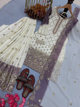 Dual Tone Georgette Kurti Palazzo Set ClothsVilla
