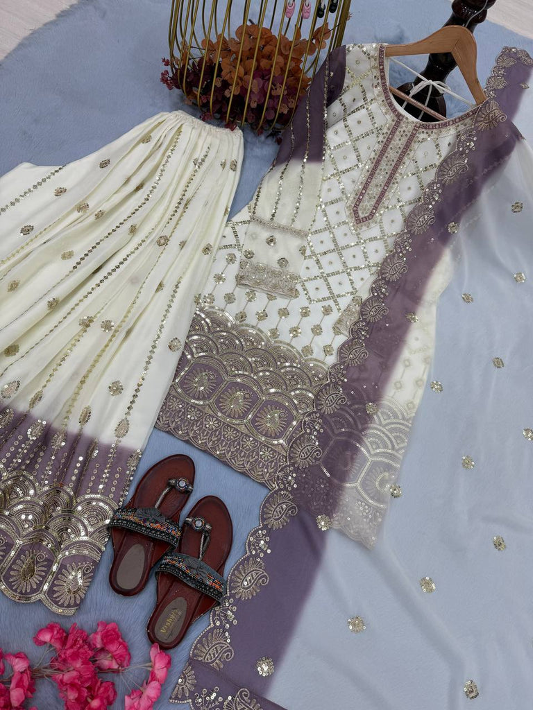 Dual Tone Georgette Kurti Palazzo Set ClothsVilla