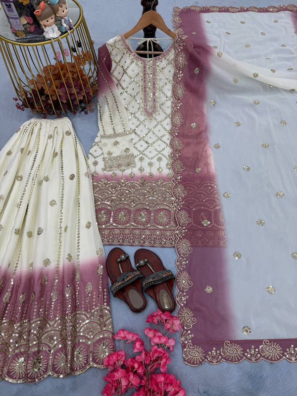 Dual Tone Georgette Kurti Palazzo Set ClothsVilla