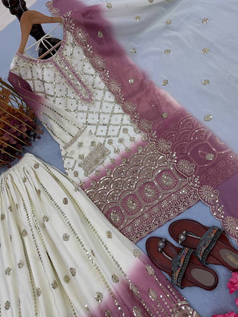 Dual Tone Georgette Kurti Palazzo Set ClothsVilla