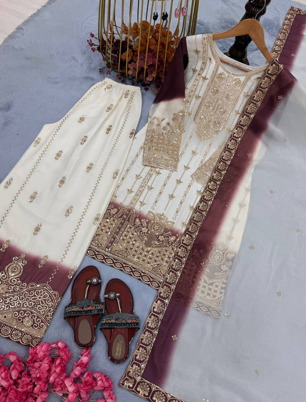 Dual Tone Georgette Palazzo Suit Set ClothsVilla