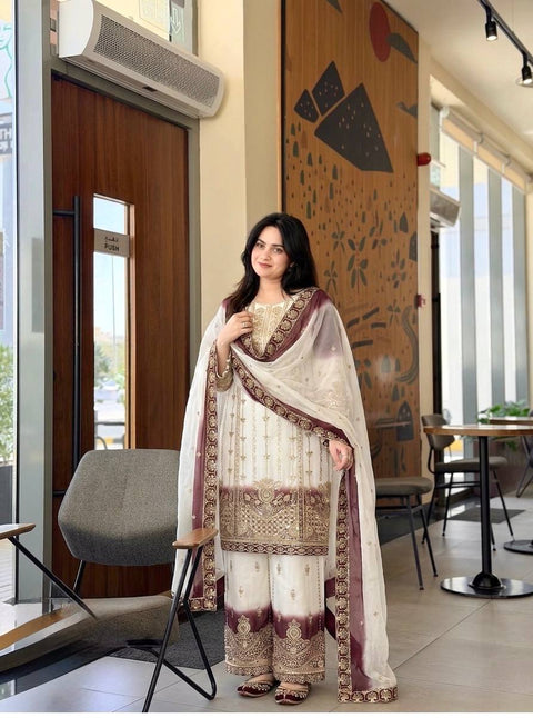 Dual Tone Georgette Palazzo Suit Set ClothsVilla Main image