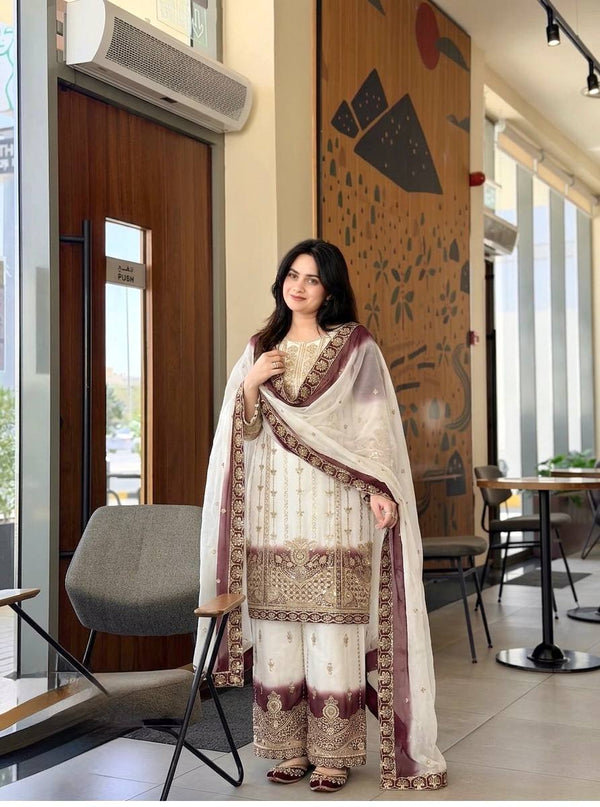 Dual Tone Georgette Palazzo Suit Set ClothsVilla