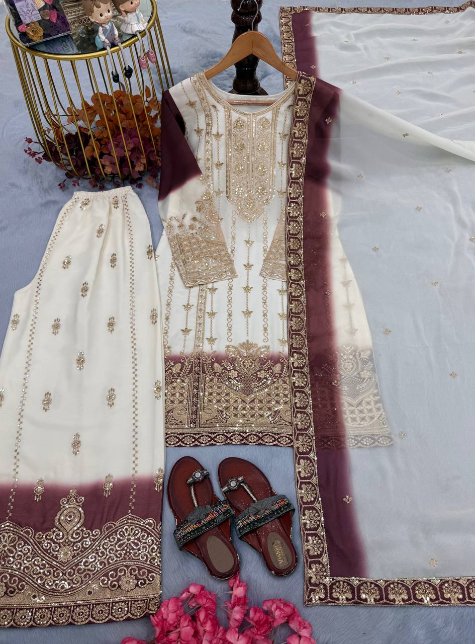 Dual Tone Georgette Palazzo Suit Set ClothsVilla