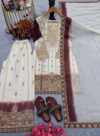 Dual Tone Georgette Palazzo Suit Set ClothsVilla
