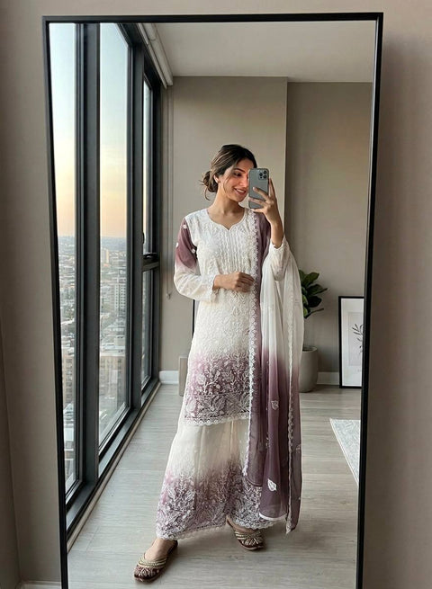 Dual Tone Jarkhan Diamond Work Palazzo Suit ClothsVilla Main image
