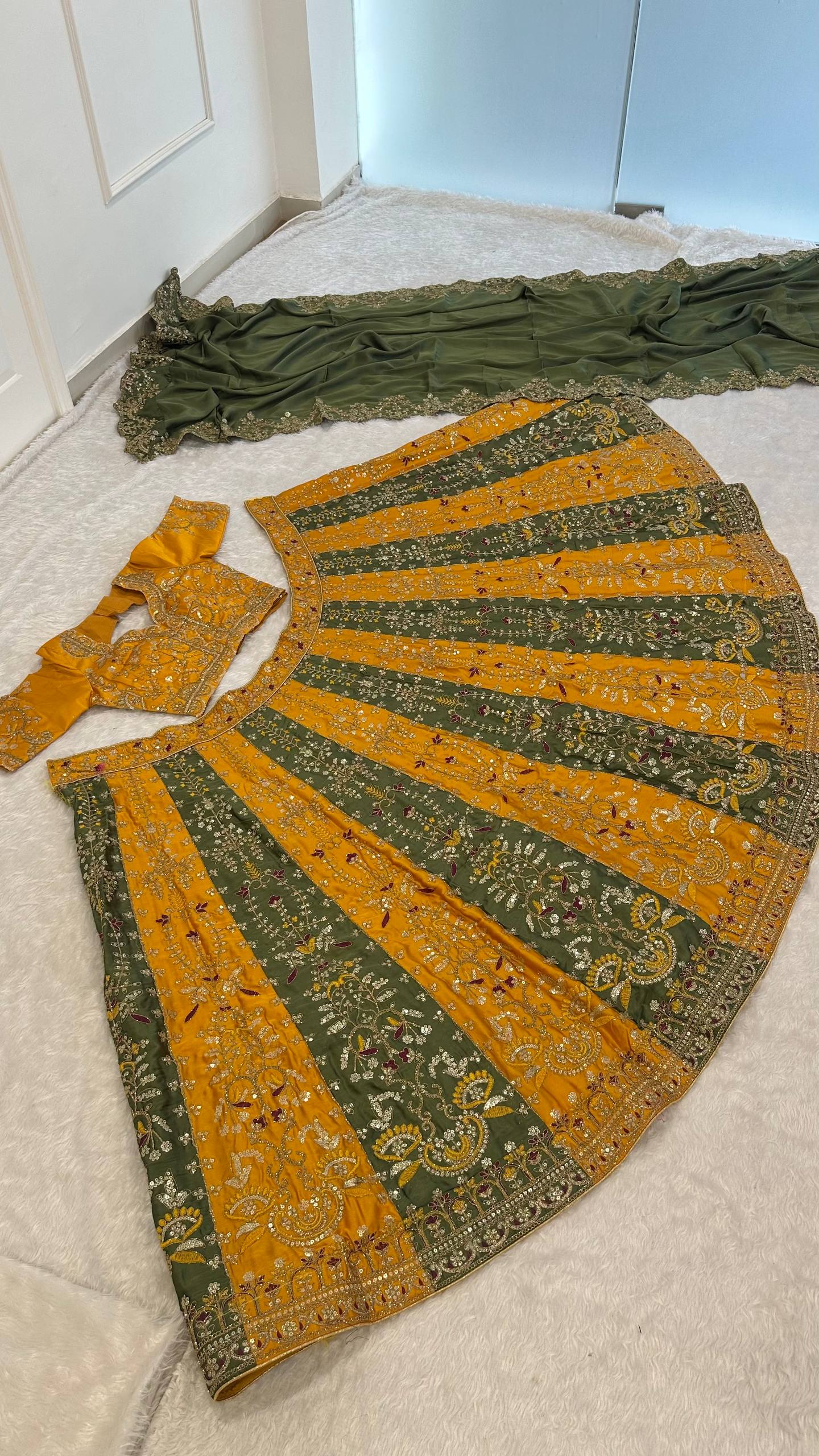 Dual-Tone Satin Embroidered Lehenga Choli ClothsVilla