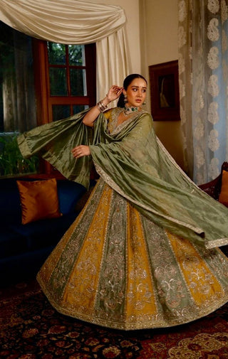 Dual-Tone Satin Embroidered Lehenga Choli ClothsVilla