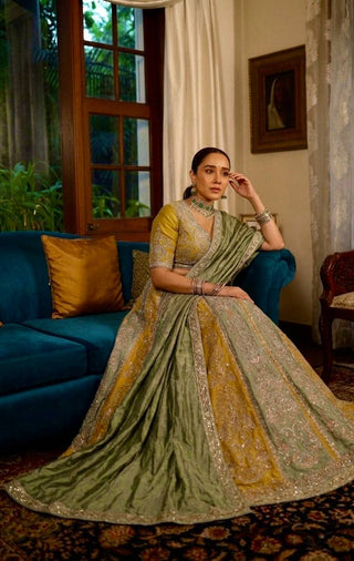 Dual-Tone Satin Embroidered Lehenga Choli ClothsVilla
