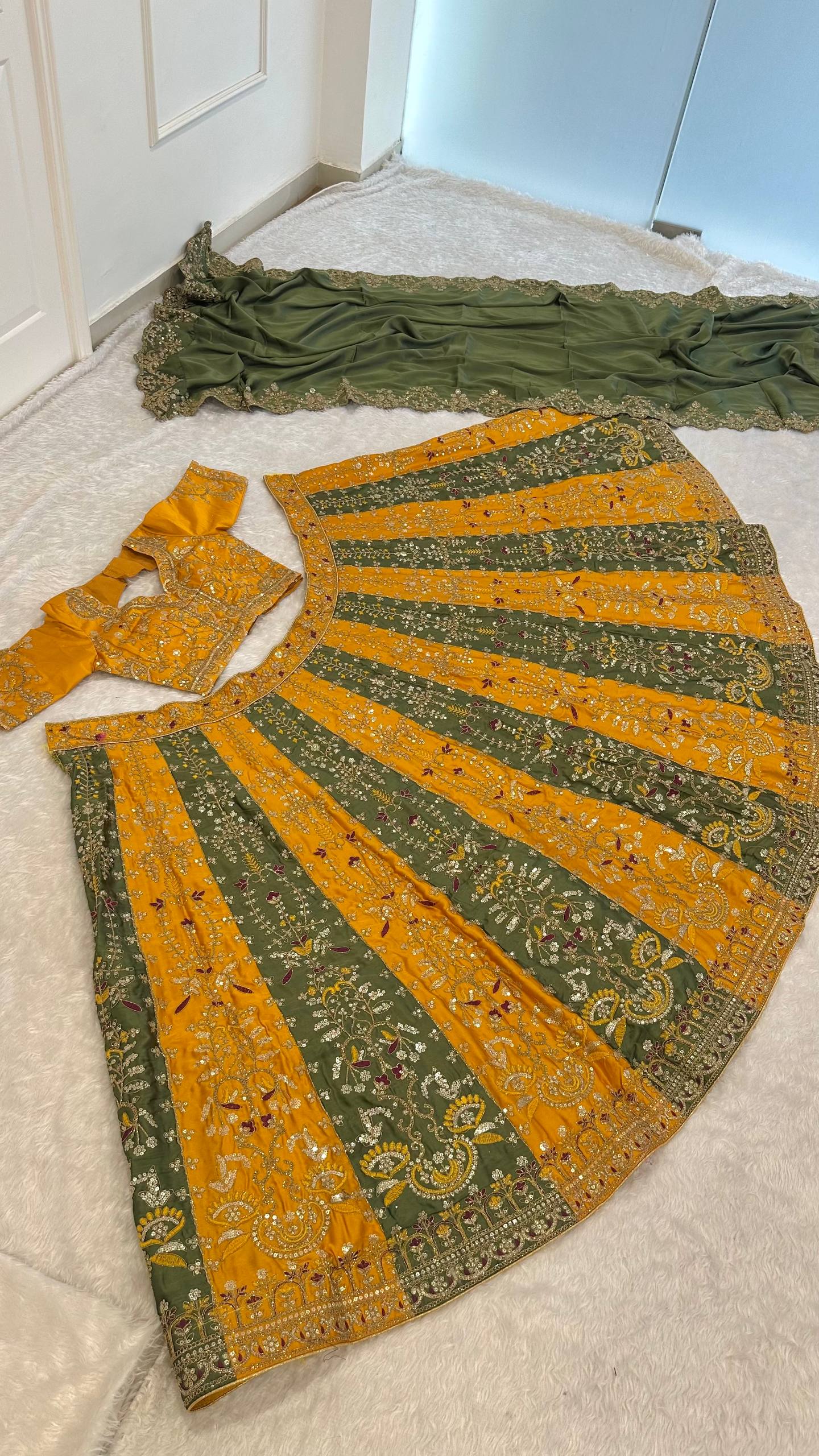 Dual-Tone Satin Embroidered Lehenga Choli ClothsVilla
