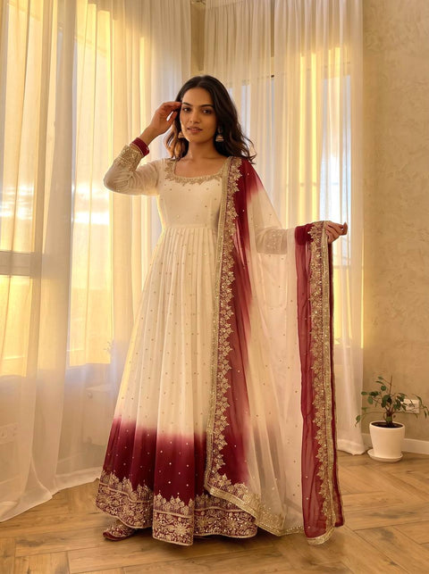 Dual Tone Sequin Anarkali Gown ClothsVilla Main image