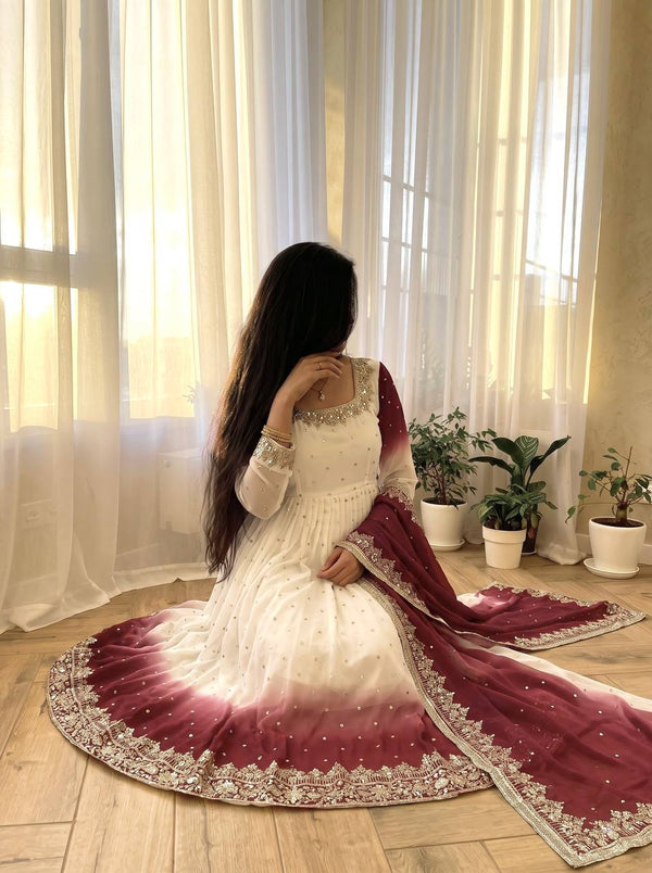 Dual Tone Sequin Anarkali Gown ClothsVilla