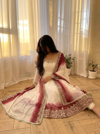 Dual Tone Sequin Anarkali Gown ClothsVilla