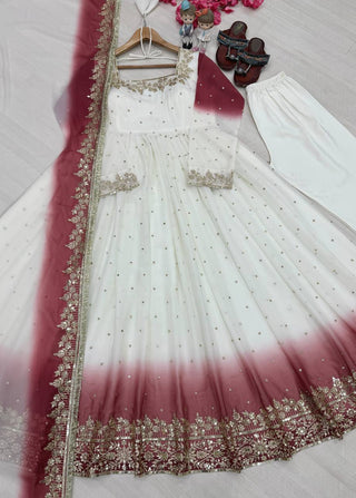Dual Tone Sequin Anarkali Gown ClothsVilla