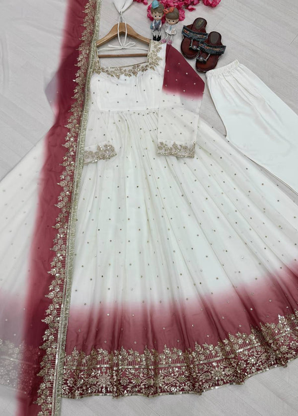 Dual Tone Sequin Anarkali Gown ClothsVilla
