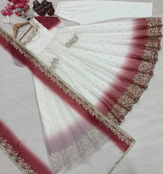 Dual Tone Sequin Anarkali Gown ClothsVilla