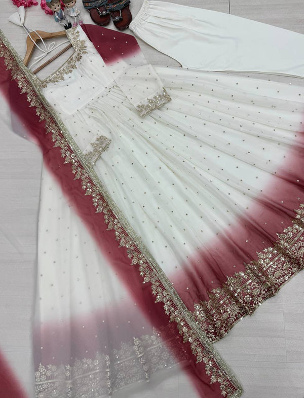 Dual Tone Sequin Anarkali Gown ClothsVilla