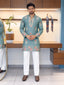 Dusty Blue Coach Silk Kurta Pant Set ClothsVilla