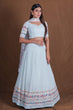 Load image into Gallery viewer, Dusty Blue Premium Georgette Multi-Thread, Sequins &amp; Embroidered Lehenga Choli Set with Net Dupatta ClothsVilla